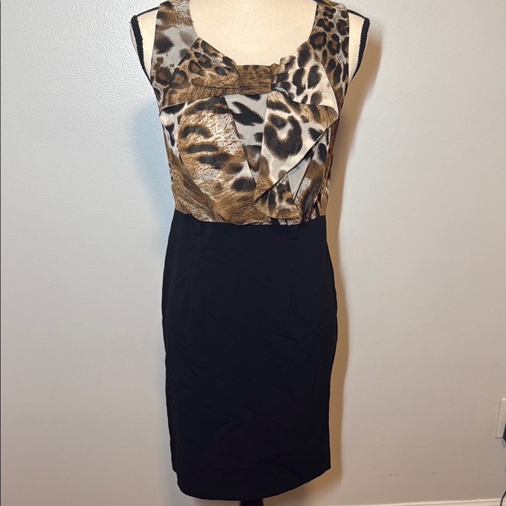 Alyx Leopard Print and Black Midi Dress